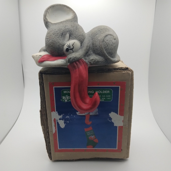 Vintage 1987 House of Llyod Christmas Mouse Stocking Holder, Taiwan, READ - Picture 1 of 16